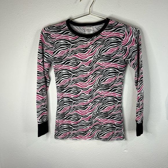 Joe Boxer Pink & Black Zebra Stripe Long Sleeve Thermal Shirt - Picture 1 of 15